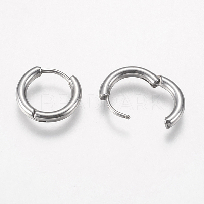Tarnish Resistant 201 Stainless Steel Huggie Hoop Earrings Findings X-STAS-F149-33P-C-1