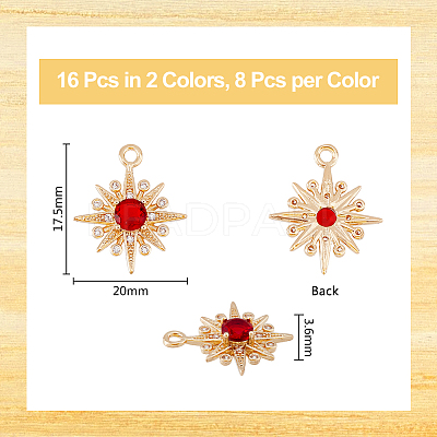 16Pcs 2 Colors Brass Micro Pave Cubic Zirconia Pendants KK-DC0003-35-1