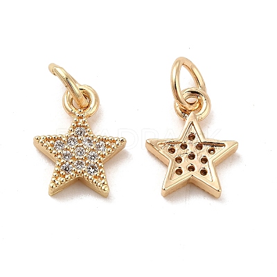 Rack Plating Brass Micro Pave Cubic Zirconia Charms KK-E081-18G-1