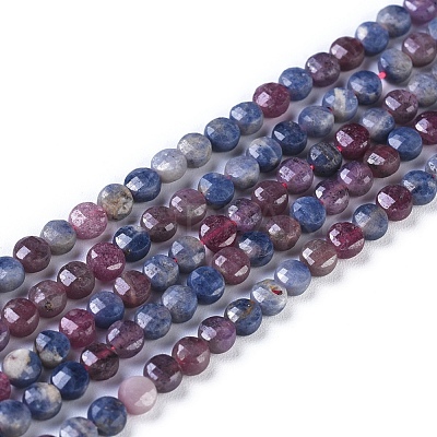 Natural Red Corundum/Ruby and Sapphire Beads Strands G-I249-A30-1