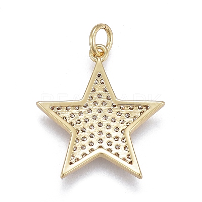 Brass Micro Pave Clear Cubic Zirconia Pendants X-ZIRC-M108-28-G-1