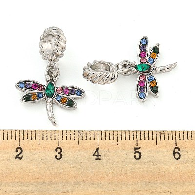 Rack Plating Alloy Pave Colorful Rhinestone Insect European Dangle Charms FIND-B034-14P-02-1