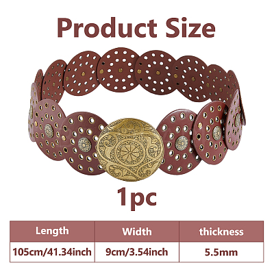 Vintage Imitation Leather Disc Chain Belts AJEW-WH0696-051A-1
