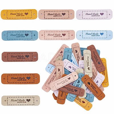 45Pcs 9 Colors PU Leather Label Tags DIY-GF0008-52-1