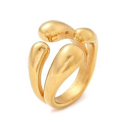 304 Stainless Steel Teardrop Cuff Rings RJEW-Q012-04G-1