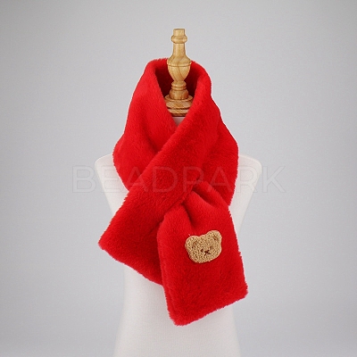 Polyester Faux Rabbit Fur Boys Girls Adjustable Neck Warmer Scarf COHT-PW0001-33D-1