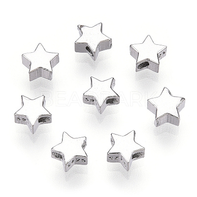 Rhodium Plated 925 Sterling Silver Beads STER-T004-76P-1