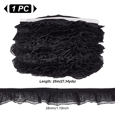 Polyester Pleated Elastic Lace Trim DIY-WH0656-82B-1