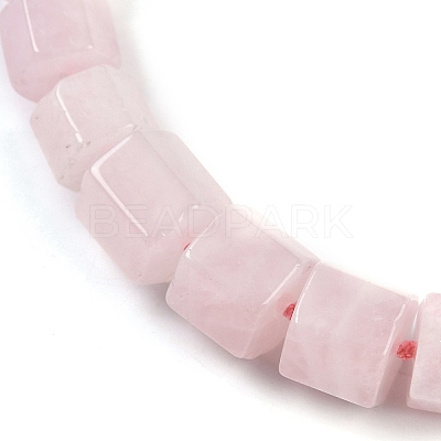 Natural Rose Quartz Hexagon Prism Graduated Beaded Necklaces for Women Men NJEW-K388-03R-1