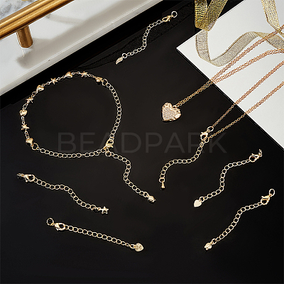 24Pcs 8 Styles Brass Curb Chain Extenders KK-GA0001-52LG-1