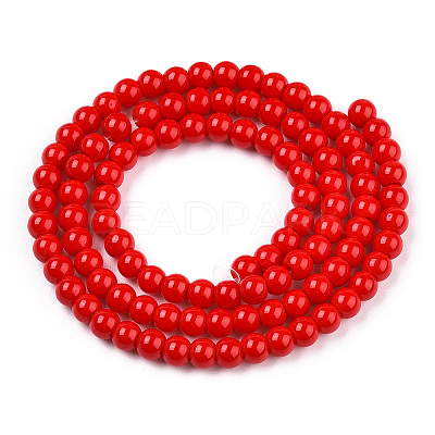 Opaque Solid Color Glass Beads Strands GLAA-T032-P10mm-04-1
