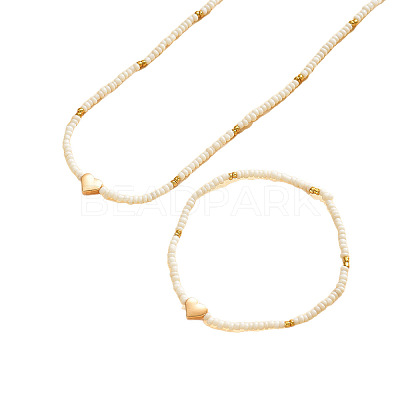 Glass & CCB Plastic Beaded Necklaces & Bracelets Sets FS-WGA4156-03-1