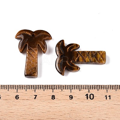 Natural Tiger Eye Coconut Tree Pendants G-N342-02C-1