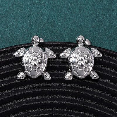 304 Stainless Steel Turtle Stud Earrings EJEW-Z135-02P-02-1