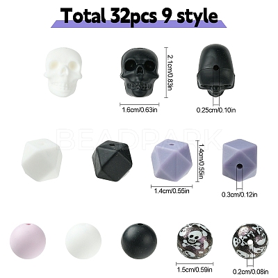 Halloween Theme Food Grade Eco-Friendly Silicone Beads SIL-YW0001-45-1