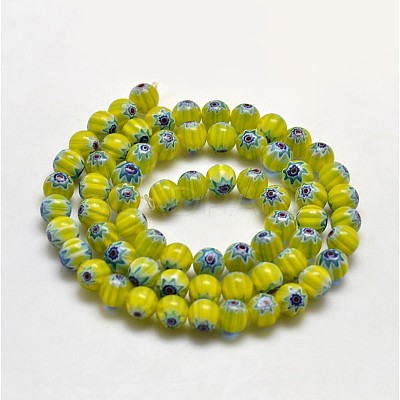 Round Millefiori Glass Beads Strands LK-P001-M-1