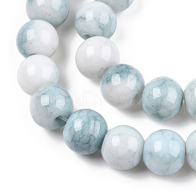 Opaque Crackle Glass Round Beads Strands X-GLAA-T031-01A-1