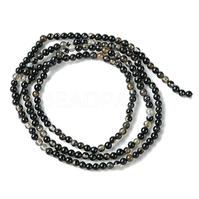 Natural Black Agate Bead Strands G-A130-2mm-K01-1