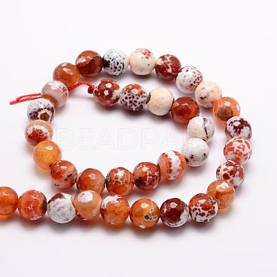 Dyed Natural Agate Faceted Round Beads Strands X-G-E320C-8mm-06-1