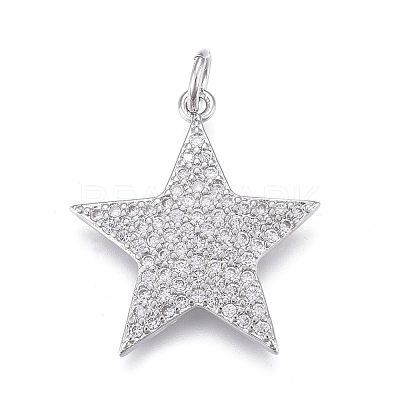 Brass Micro Pave Clear Cubic Zirconia Pendants ZIRC-M108-28-P-1