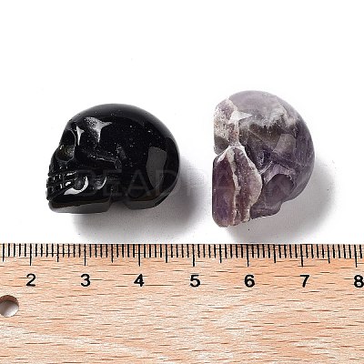 Natural Gemstone Carved Skull Statues Ornament G-P525-08-1
