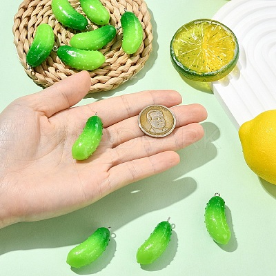 10Pcs Opaque Resin Vegetable Pendants RESI-YW0005-65-1