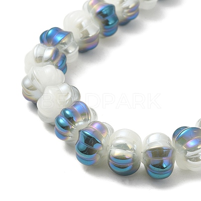 Half Rainbow Plated Electroplate Glass Beads GLAA-G106-02A-HR01-1
