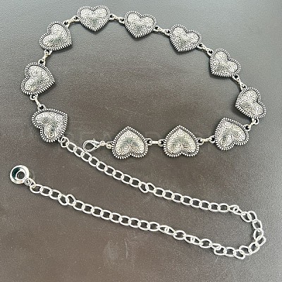 Tibetan Style Alloy Embossed Floral Heart Link Waist Belly Chains for Women FS-WG5DD44-01-1