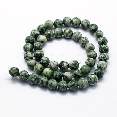 Natural Green Spot Jasper Beads Strands G-I199-30-4mm-1