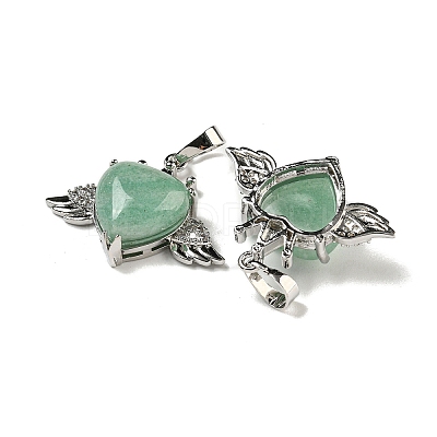 Natural Green Aventurine with Clear Cubic Zirconia Pendants G-G133-02P-25-1