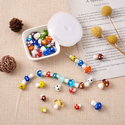 DIY Cute Mushroom Stretch Bracelets Making Kits DIY-TA0003-33-1