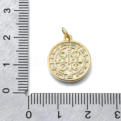 Brass Saint Benedict Medal Pendants KK-V010-01GP-01-1