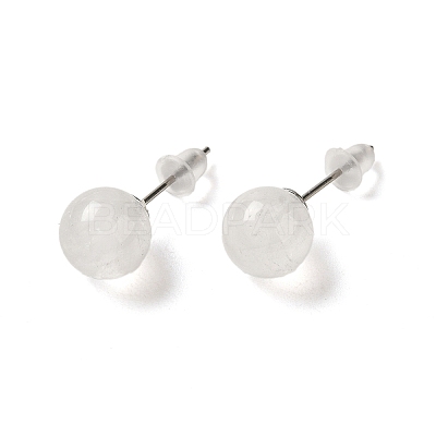Natural Quartz Crystal Stud Earrings G-B075-02P-03-1