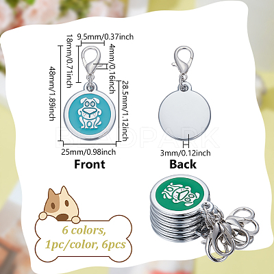 6Pcs 6 Colors Zinc Alloy Enamel Pendant Decorations AJEW-GA0008-07-1