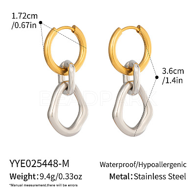 304 Stainless Steel Double Ring Hoop Dangle Earrings QP5303-1-1