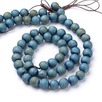 Electroplated Natural Druzy Geode Agate Bead Strands G-R345-6mm-54-1