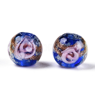 Luminous Handmade Gold Sand Lampwork Beads LAMP-T021-03O-1