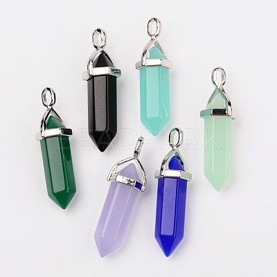 Bullet Imitation Jade Glass Pointed Pendants G-F295-01-1