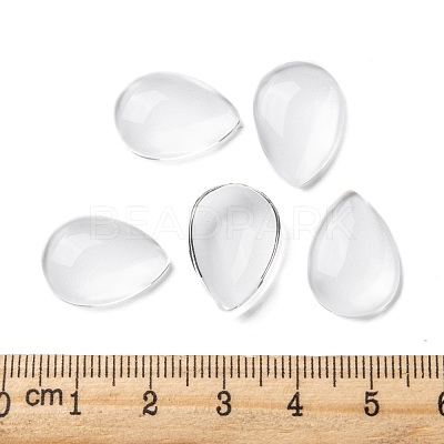 Transparent Teardrop Glass Cabochons GGLA-R024-18x13-1