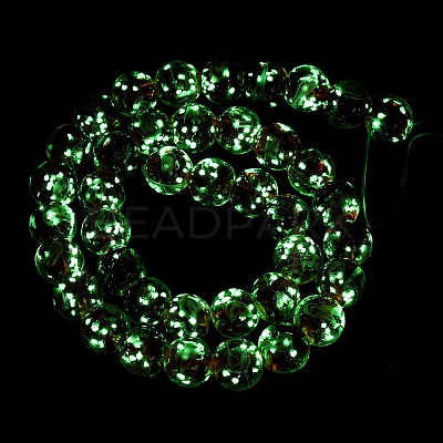 Luminous Handmade Glod Sand Lampwork Beads Strands LAMP-B028-03K-10mm-1