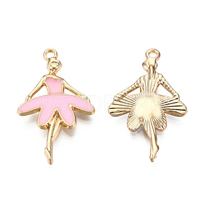 Light Gold Plated Alloy Pendants X-ENAM-T009-18C-1