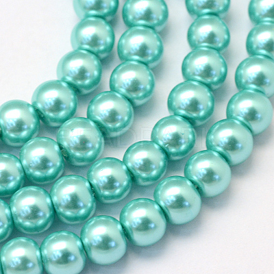 Baking Paint Pearlized Glass Pearl Round Bead Strands X-HY-Q003-4mm-65-1