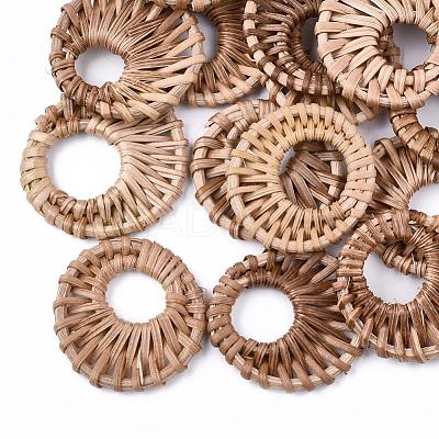 Handmade Reed Cane/Rattan Woven Linking Rings WOVE-Q075-01-1