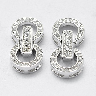 Anti-Tarnish Rhodium Plated 925 Sterling Silver Cubic Zirconia Watch Band Clasps STER-F037-124P-1