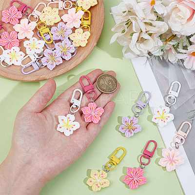 20Pcs 5 Colors Resin Flower Pendant Decorations HJEW-UN0001-27-1