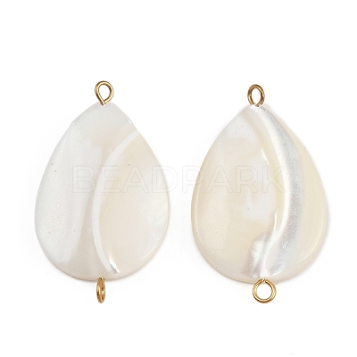 Natural Shell Teardrop Connector Charms X1-STAS-D378-28G-1