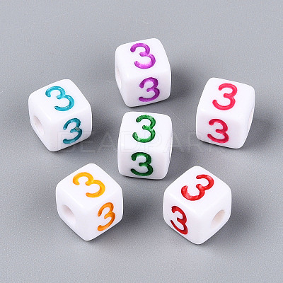 Opaque Acrylic European Large Hole Beads SACR-N020-01A-04-1