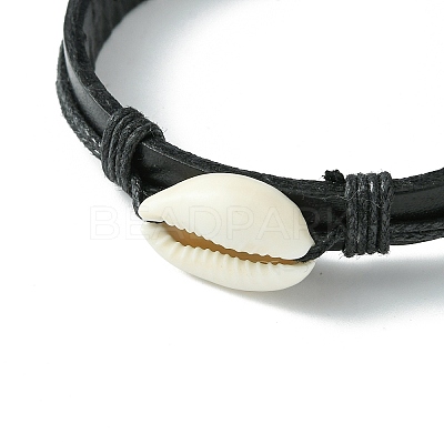 Adjustable Cowhide Leather Cord Braided Bracelets BJEW-JB04438-02-1