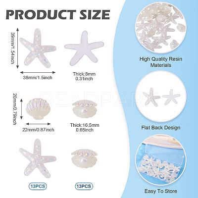 26Pcs 2 Styles UV Plating Ocaen Theme Transparent Resin Cabochons CRES-TA0001-54-1