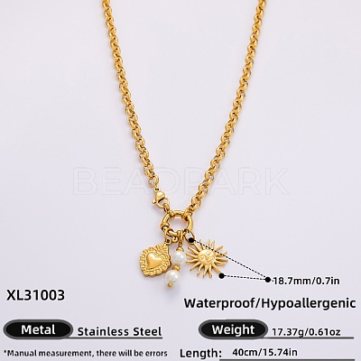 Ocean 304 Stainless Steel & Faux Pearl Pendant Necklaces FS-WG3F40F-02-1